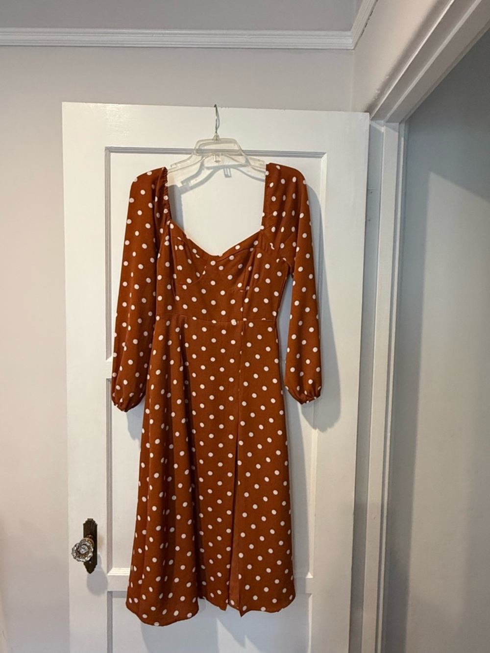 Forever 21 Rust Polka Dot Midi Dress with White Dots